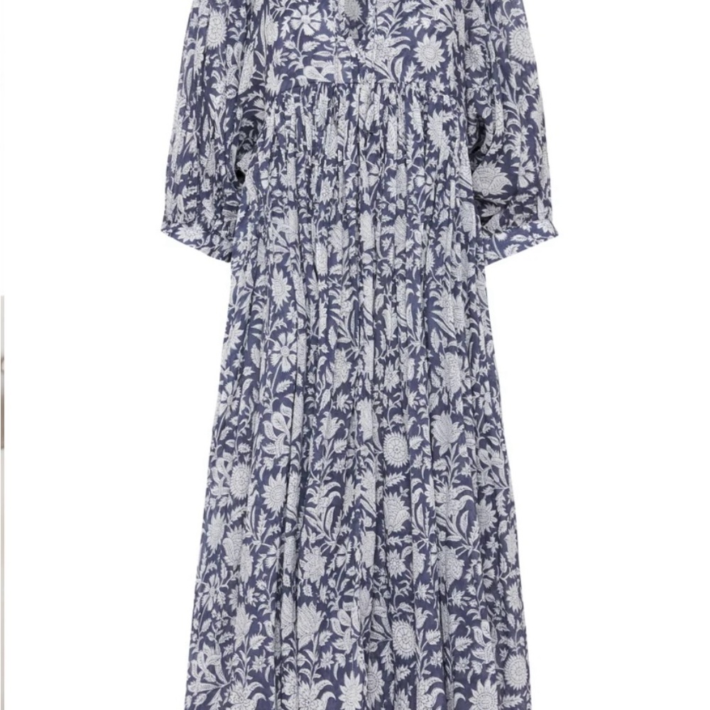 Daughters of India Blue and White Floral Midi Dress